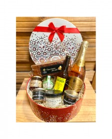 panier garni Saveurs du Noël, assortiment de produits artisanaux lorrains