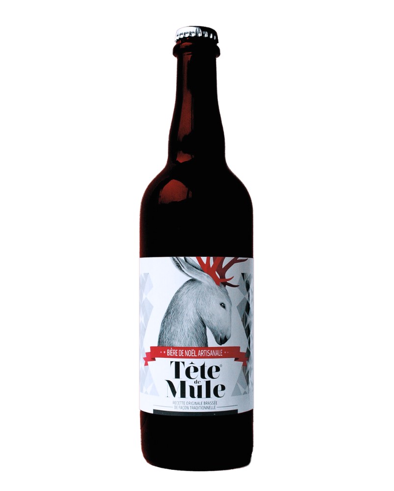 Bière Tête de mule de Noël 75 cl, produite par la brasserie du Marais (79)