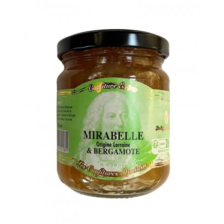 Confiture extra de mirabelle et bergamote, produite en Lorraine par les Confitures de Stanislas