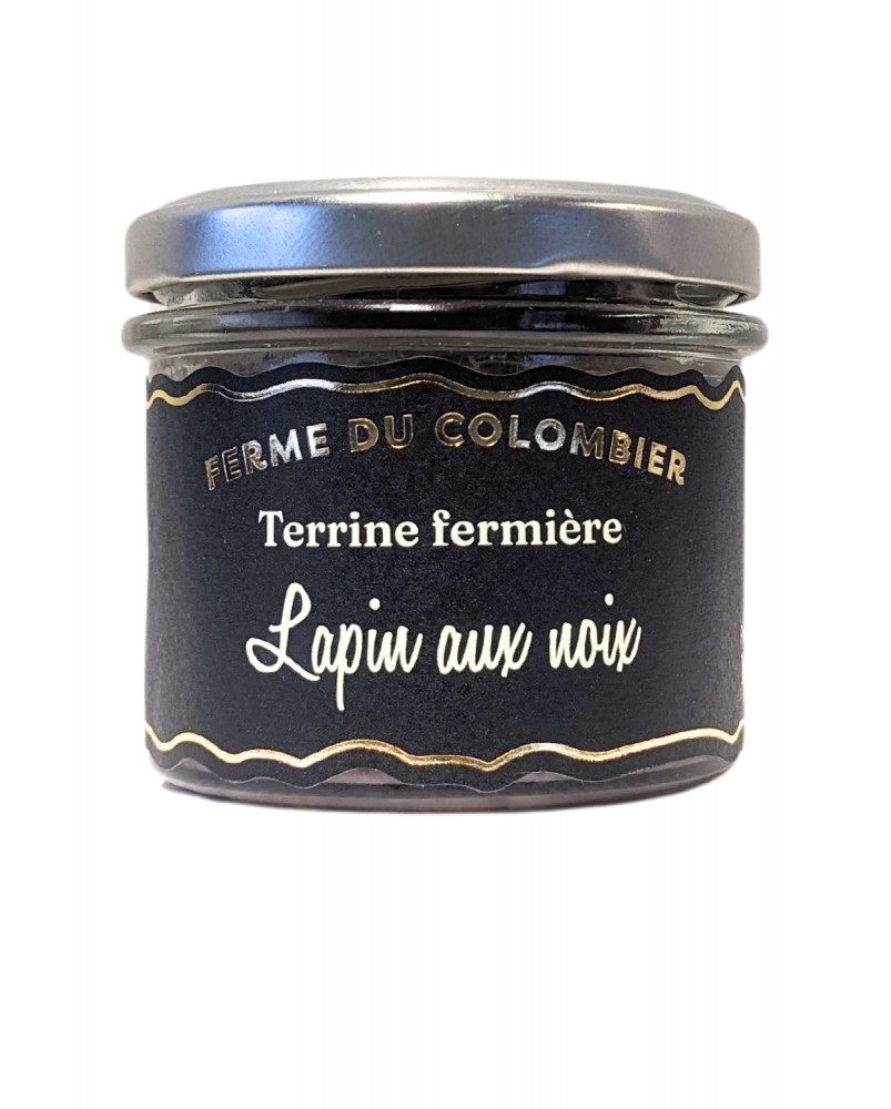 Terrine de lapin aux noix 100g, produite par la Ferme du Colombier