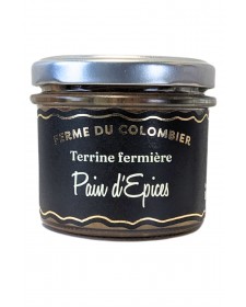 Terrine de porc au pain d'épices 100g, produite par la Ferme du Colombier