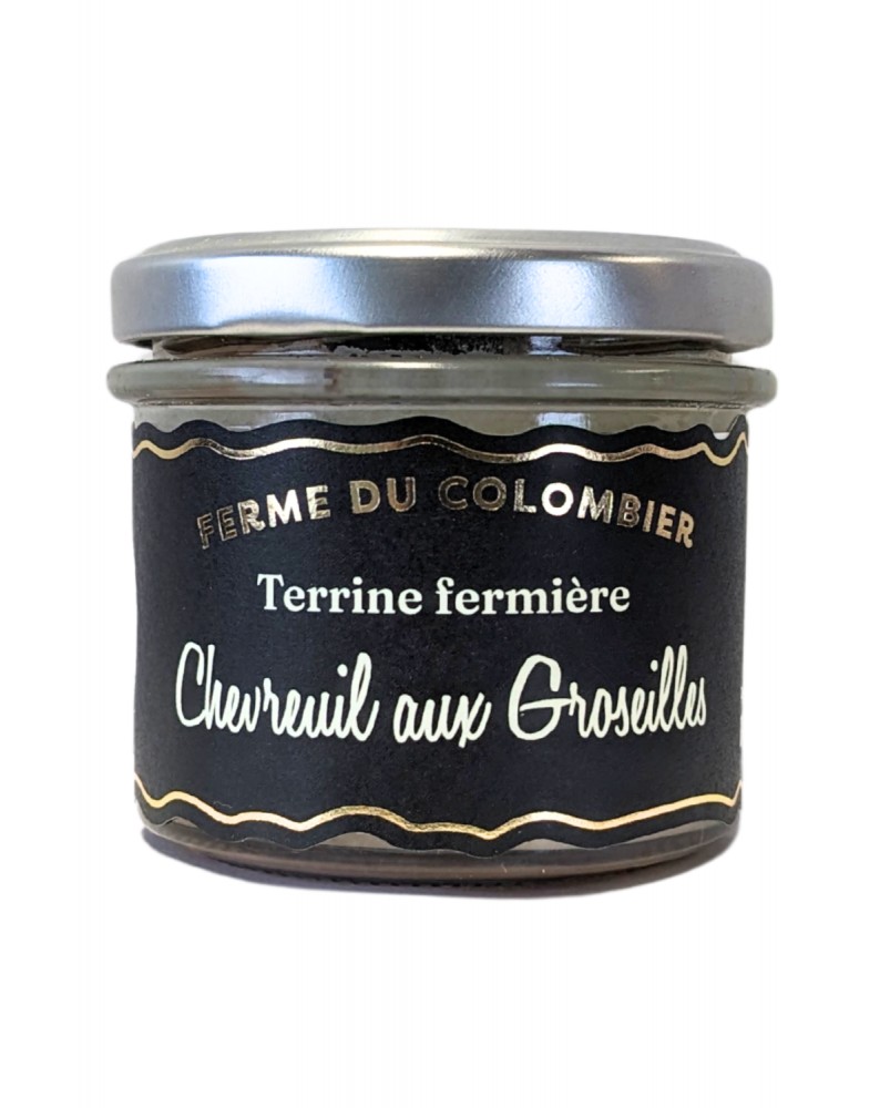 Terrine de chevreuil aux groseilles 100g, produite par la Ferme du Colombier